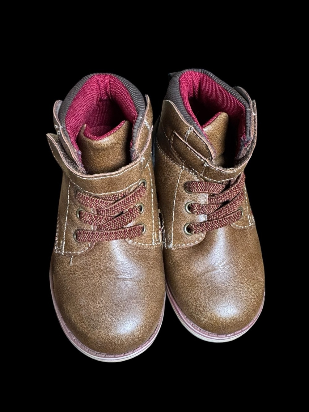 Crown Vintage Kids Brown Boots with Burgundy Lining
